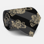 Zwarte koolstof Tuxedo Stripe White Gold Embleem Stropdas (Opgerold)