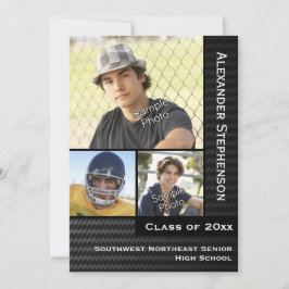 Zwarte koolstofvezel 3 Fotoboys Afstuderen Kaart