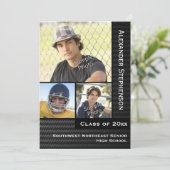 Zwarte koolstofvezel 3 Fotoboys Afstuderen Kaart (Staand voorkant)