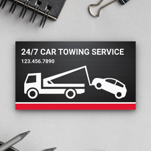 Zwarte Koolstofvezel Auto Sleep Service Takelwagen Visitekaartje