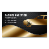 Zwarte koolstofvezel Gold Luxekar Hire Chauffeur Magnetisch Visitekaartje (Voorkant)