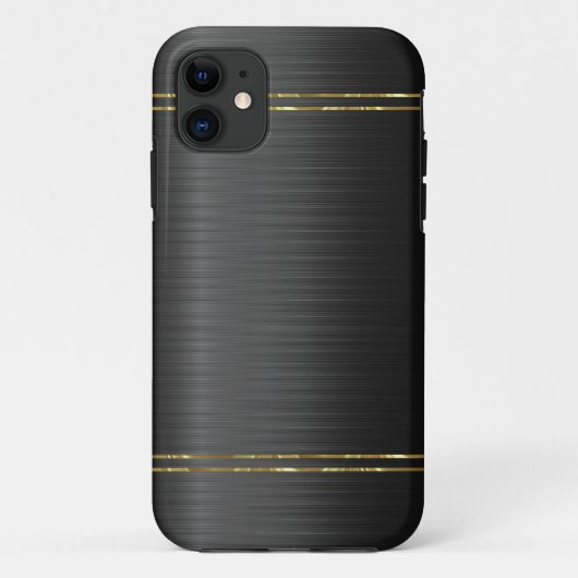 Zwarte koolstofvezel met gouden accent Case-Mate iPhone case (Achterkant)