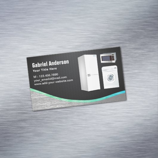 Zwarte koolstofvezel Stalen thuisapparaten Reparat Magnetisch Visitekaartje (Voorbeeld)