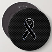 Zwarte koolstofvezel voor lintbewustzijn ronde button 6,0 cm (Voorkant /achterkant)