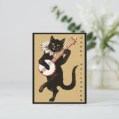  zwarte kop met aangepaste tekst met Banjo Hallowe Briefkaart (Staand voorkant)
