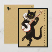  zwarte kop met aangepaste tekst met Banjo Hallowe Briefkaart (Voorkant / Achterkant)