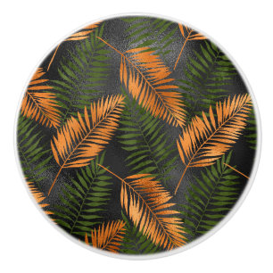 Zwarte Koper Bruine Palmboomblad Glam Tropisch Keramische Knop