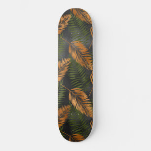 Zwarte Koper Bruine Palmboomblad Glam Tropisch Persoonlijk Skateboard