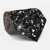 Zwarte & koperen glitter stropdas (Opgerold)