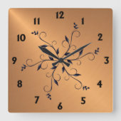 Zwarte koperen nummers en accenten vierkante klok (Voorkant)