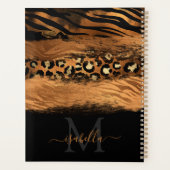 Zwarte koperen schrift met monogram in goud planner (Achterkant)