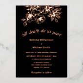Zwarte koppervlakte | Gothic bruiloft Folie Uitnodiging (Voorkant)