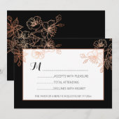 Zwarte koppervlakte | Gothic Wedding RSVP Kaart (Voorkant / Achterkant)