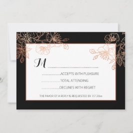Zwarte koppervlakte | Gothic Wedding RSVP Kaart
