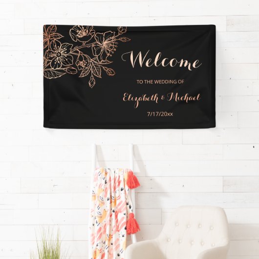 Zwarte koppervlakte | Gothic Wedding Welcome Spandoek (Insitu)