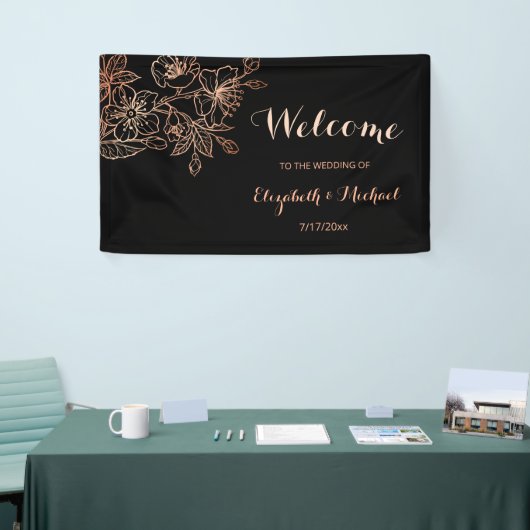 Zwarte koppervlakte | Gothic Wedding Welcome Spandoek (Beurs)