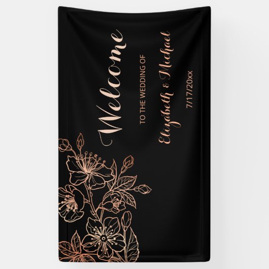 Zwarte koppervlakte | Gothic Wedding Welcome Spandoek (Verticaal)