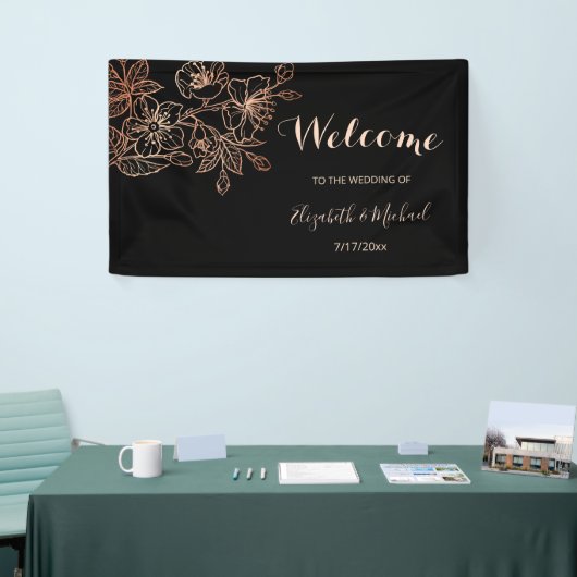 Zwarte koppervlakte | Welkom Gothic Wedding Spandoek (Beurs)