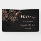 Zwarte koppervlakte | Welkom Gothic Wedding Spandoek (Horizontaal)