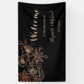 Zwarte koppervlakte | Welkom Gothic Wedding Spandoek (Verticaal)