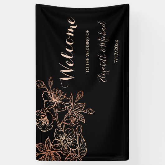Zwarte koppervlakte | Welkom Gothic Wedding Spandoek (Verticaal)