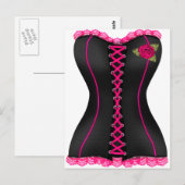 Zwarte korset Roze roos Briefkaart (Voorkant / Achterkant)