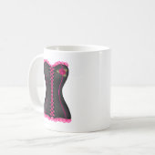 Zwarte korset Roze roos Koffiemok (Voorkant links)