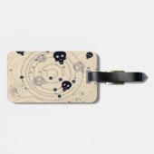 Zwarte kosmische suikerschillen bagagelabel (Achterkant horizontaal)