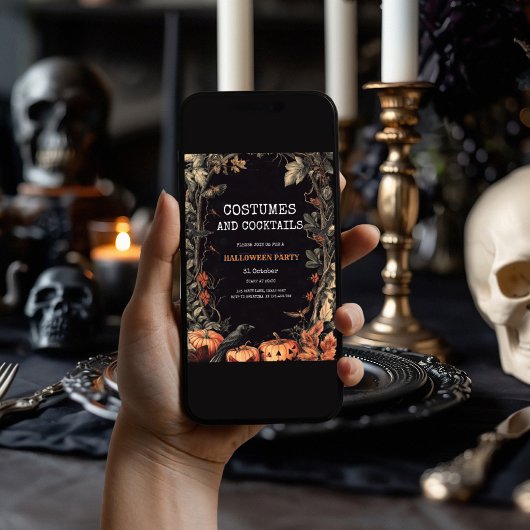  zwarte kostuums en cocktails feestdagenkaart