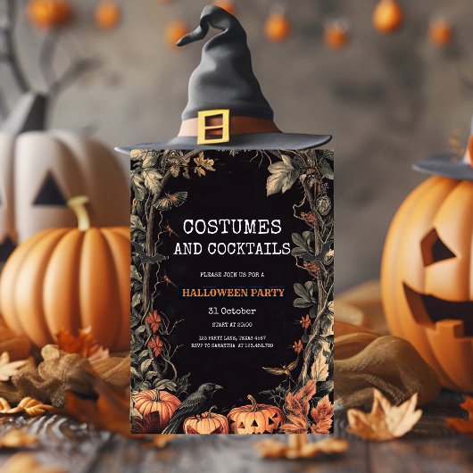 zwarte kostuums en cocktails feestdagenkaart