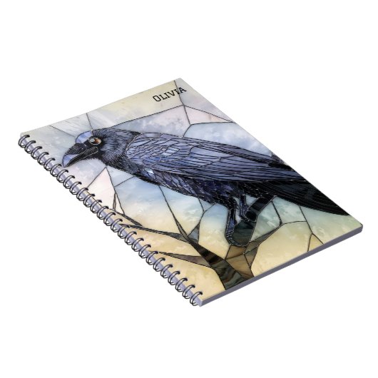 Zwarte Kraai Angstaanjagende Gotische Abstracte  Notitieboek (Rechterzijde)