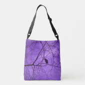 Zwarte kraai Barren Tree Branch Haunting Paarse lu Crossbody Tas (Achterkant)