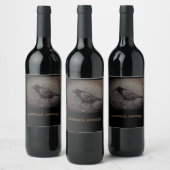 Zwarte kraai en bessen wijn etiket (Flessen)