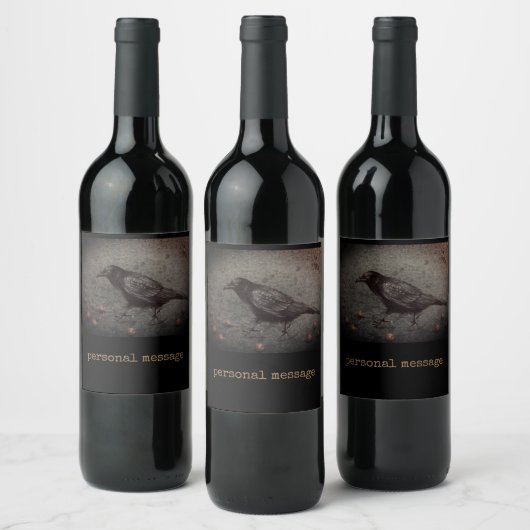 Zwarte kraai en bessen wijn etiket (Flessen)