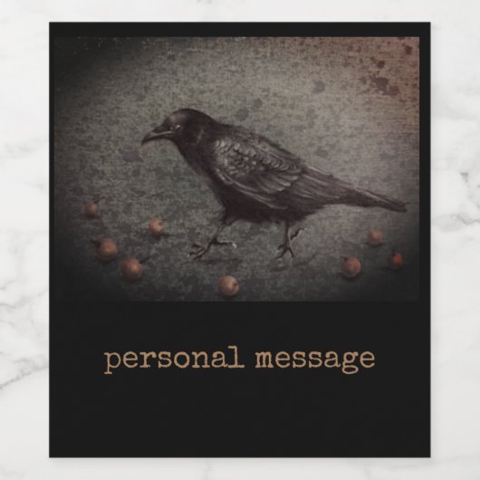 Zwarte kraai en bessen wijn etiket (Enkel label)