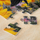 zwarte kraai en zonnebloemen legpuzzel (Zijkant)