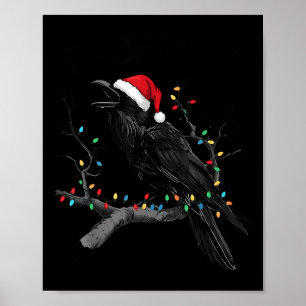 Zwarte Kraai, F-caw-f Grappige Kerst Raven Santa H Poster