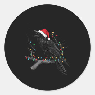 Zwarte Kraai, F-caw-f Grappige Kerst Raven Santa H Ronde Sticker