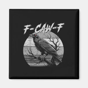 Zwarte Kraai, F-caw-f Grappige Zwarte Vogel Maan G Magneet