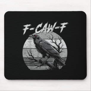 Zwarte Kraai, F-caw-f Grappige Zwarte Vogel Maan G Muismat