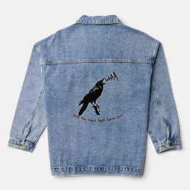 Zwarte kraai illustratie - Gotische stijl Art Desi Denim Jacket