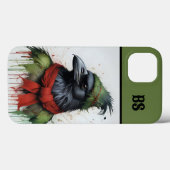 Zwarte kraai in kerstoutfit Case-Mate iPhone case (Achterkant (horizontaal))