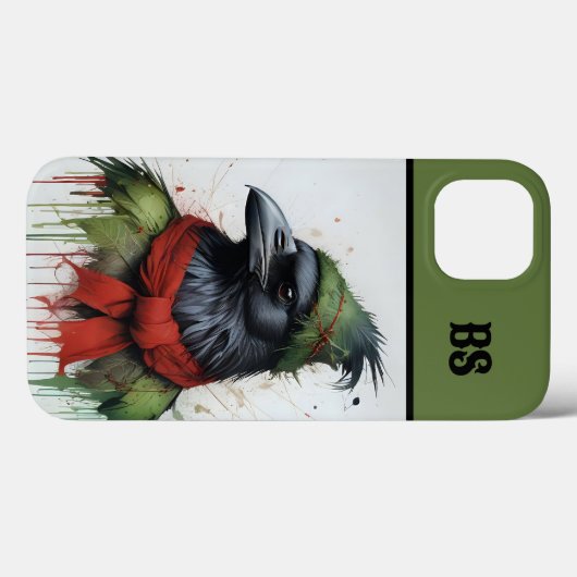 Zwarte kraai in kerstoutfit Case-Mate iPhone case (Achterkant (horizontaal))