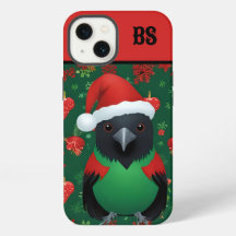 Zwarte kraai in kerstoutfit