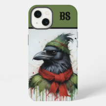 Zwarte kraai in kerstoutfit