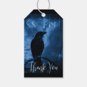 Zwarte Kraai met Runen Dank je Dark Goth Stijl Cadeaulabel (Voorkant)