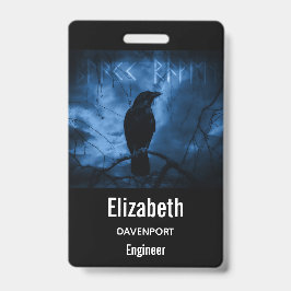 Zwarte Kraai met Runen Donkere Goth-stijl Badge
