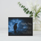 Zwarte Kraai met Runen Goth Verjaardagsuitnodiging Briefkaart (Staand voorkant)