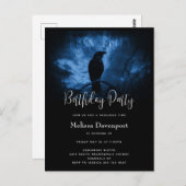 Zwarte Kraai met Runen Goth Verjaardagsuitnodiging Briefkaart (Voorkant / Achterkant)