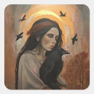 Zwarte kraai met vrouwelijke stickers